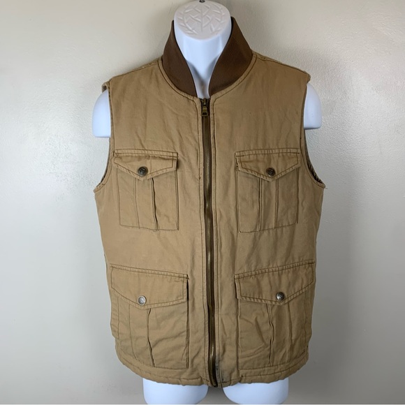 Red Camel Hunting Vest Mens Medium Khaki Tan Insulated Pockets Outdoors Gorpcore - Picture 1 of 9